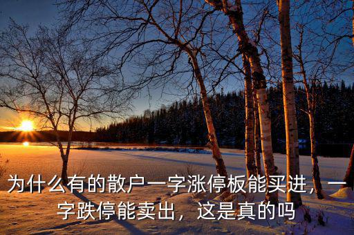 為什么有的散戶一字漲停板能買進，一字跌停能賣出，這是真的嗎