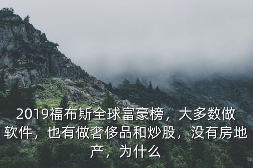 2019福布斯全球富豪榜，大多數(shù)做軟件，也有做奢侈品和炒股，沒有房地產(chǎn)，為什么
