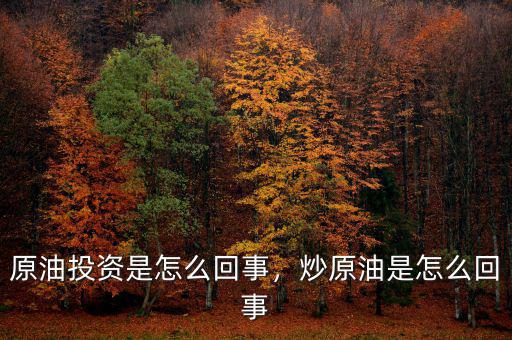 原油投資是怎么回事，炒原油是怎么回事