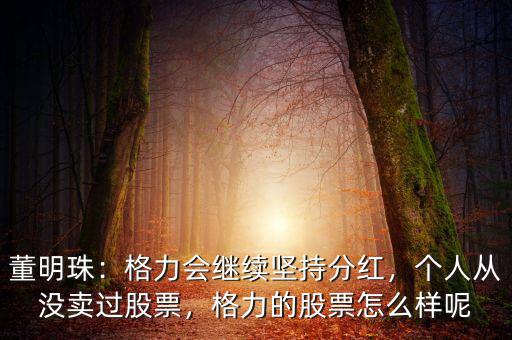 董明珠：格力會繼續堅持分紅，個人從沒賣過股票，格力的股票怎么樣呢
