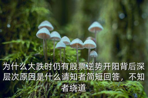 為什么大跌時(shí)仍有股票逆勢(shì)開(kāi)陽(yáng)背后深層次原因是什么請(qǐng)知者簡(jiǎn)短回答，不知者繞道