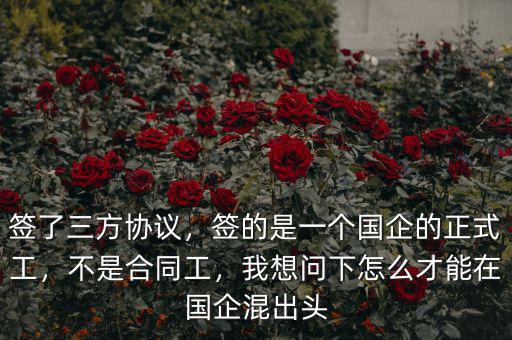 簽了三方協議，簽的是一個國企的正式工，不是合同工，我想問下怎么才能在國企混出頭