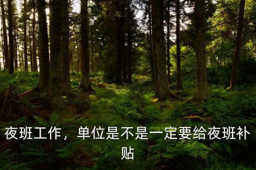 夜班工作，單位是不是一定要給夜班補貼
