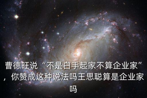 曹德旺說“不是白手起家不算企業家”，你贊成這種說法嗎王思聰算是企業家嗎