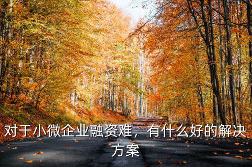 對(duì)于小微企業(yè)融資難，有什么好的解決方案
