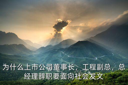 為什么上市公司董事長，工程副總，總經理辭職要面向社會發文