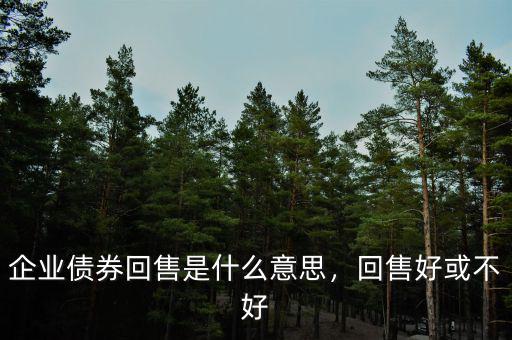 什么是債券回售,企業債券回售是什么意思