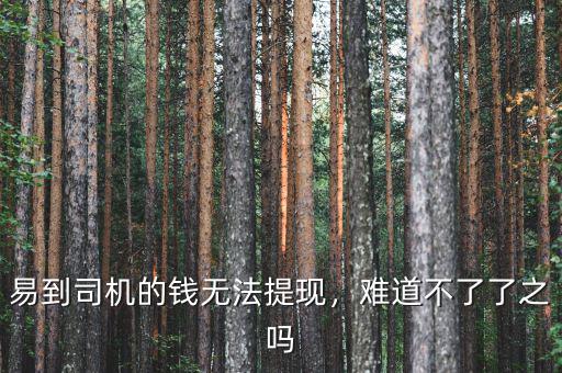 易到用車提司機多少點,易到司機的錢無法提現