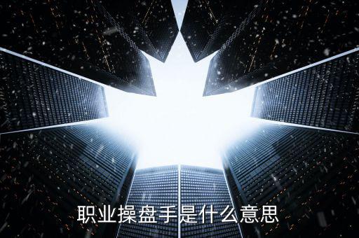 職業操盤手是什么意思