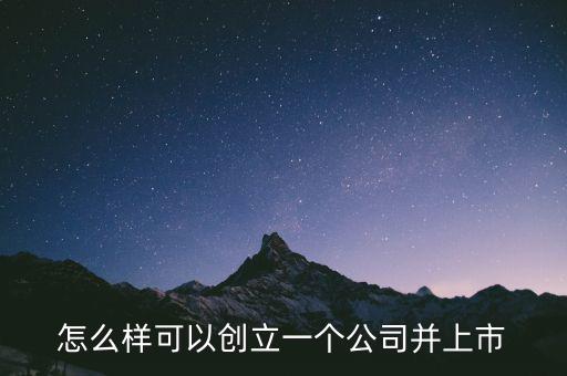 怎么樣可以創立一個公司并上市