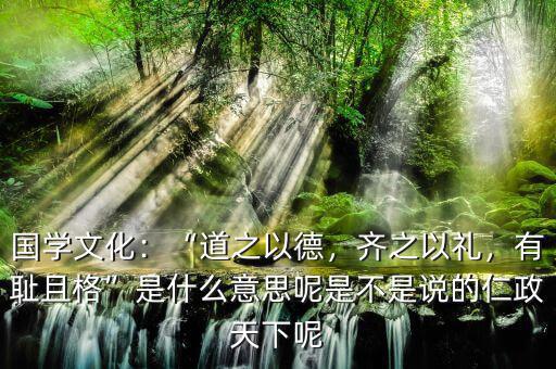 國學文化：“道之以德，齊之以禮，有恥且格”是什么意思呢是不是說的仁政天下呢