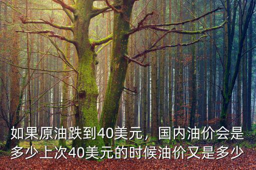 油價40美元是多少錢,國內油價會是多少