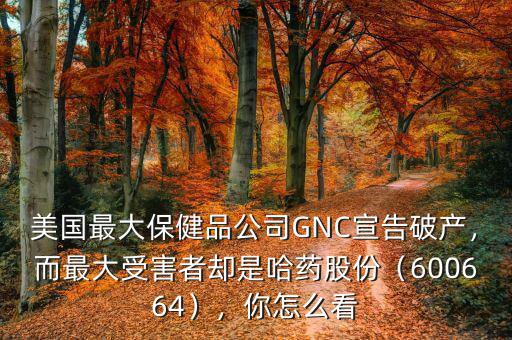 美國最大保健品公司GNC宣告破產，而最大受害者卻是哈藥股份（600664），你怎么看