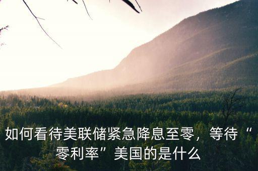 如何看待美聯儲緊急降息至零，等待“零利率”美國的是什么