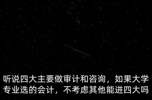 聽說四大主要做審計和咨詢，如果大學專業選的會計，不考慮其他能進四大嗎