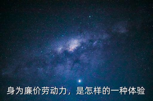 身為廉價勞動力，是怎樣的一種體驗
