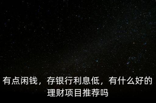 有點閑錢，存銀行利息低，有什么好的理財項目推薦嗎