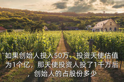 如果創始人投入50萬，投資天使估值為1個億，那天使投資人投了1千萬后，創始人的占股份多少