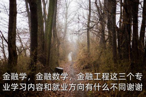 金融學，金融數學，金融工程這三個專業學習內容和就業方向有什么不同謝謝
