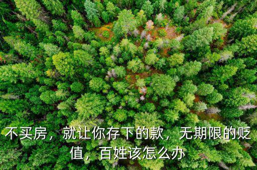 不買房，就讓你存下的款，無期限的貶值，百姓該怎么辦