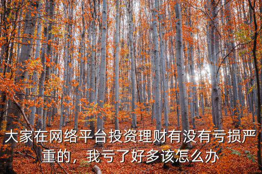 大家在網絡平臺投資理財有沒有虧損嚴重的，我虧了好多該怎么辦