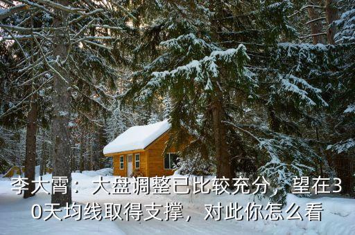 李大霄：大盤調整已比較充分，望在30天均線取得支撐，對此你怎么看