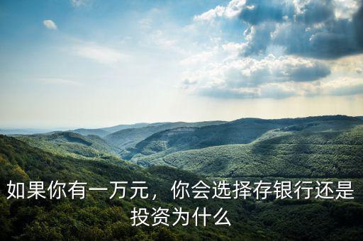 為什么選擇投資銀行業,你會選擇存銀行還是投資
