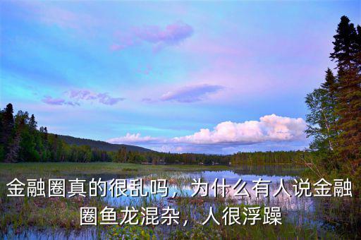 金融圈真的很亂嗎，為什么有人說金融圈魚龍混雜，人很浮躁