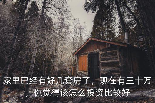 家里已經有好幾套房了，現在有三十萬，你覺得該怎么投資比較好