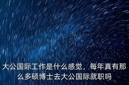 大公國際工作是什么感覺，每年真有那么多碩博士去大公國際就職嗎