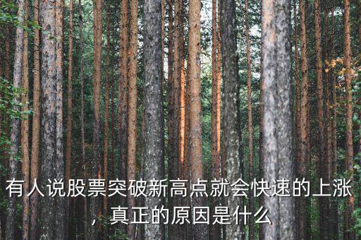有人說股票突破新高點(diǎn)就會(huì)快速的上漲，真正的原因是什么