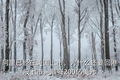 阿里已經在美國上市，為什么還要回港股上市，融資200億美元