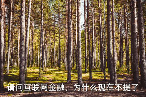 請問互聯網金融，為什么現在不提了