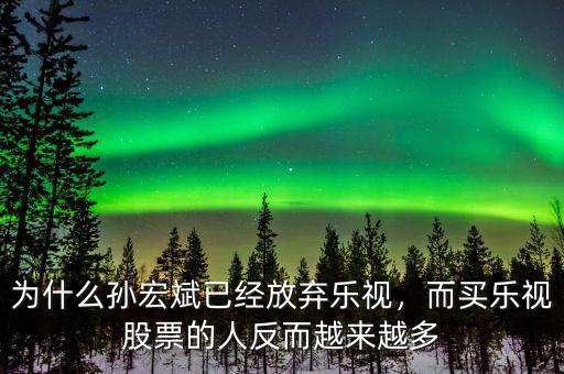為什么孫宏斌已經放棄樂視，而買樂視股票的人反而越來越多