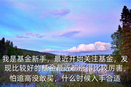我是基金新手，最近開始關注基金，發現比較好的基金最近都漲得比較厲害，怕追高沒敢買，什么時候入手合適