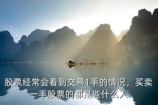 股票經常會看到交易1手的情況，買賣一手股票的都是些什么人