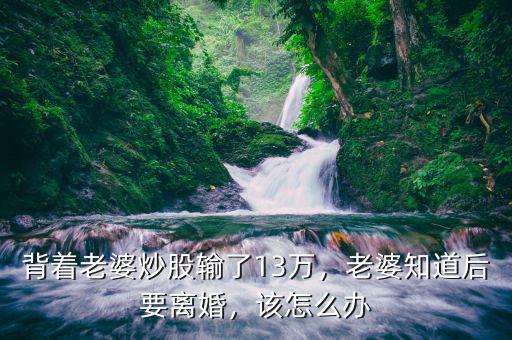 背著老婆炒股輸了13萬，老婆知道后要離婚，該怎么辦