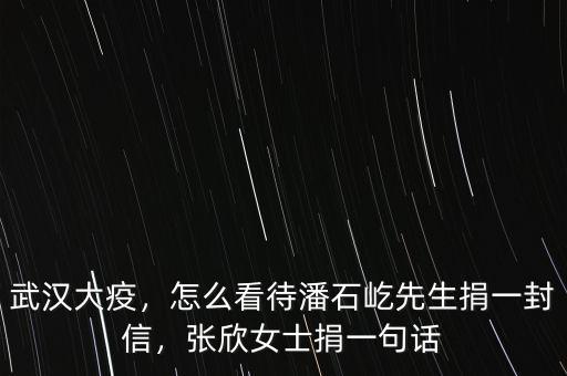 武漢大疫，怎么看待潘石屹先生捐一封信，張欣女士捐一句話