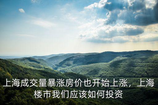 上海成交量暴漲房價也開始上漲，上海樓市我們應該如何投資