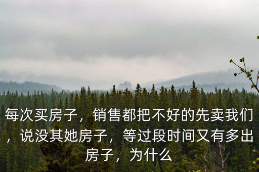 每次買房子，銷售都把不好的先賣我們，說沒其她房子，等過段時間又有多出房子，為什么