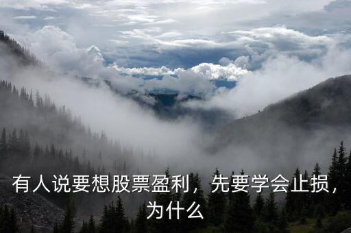 有人說要想股票盈利，先要學會止損，為什么