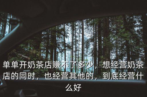 單單開奶茶店賺不了多少，想經營奶茶店的同時，也經營其他的，到底經營什么好