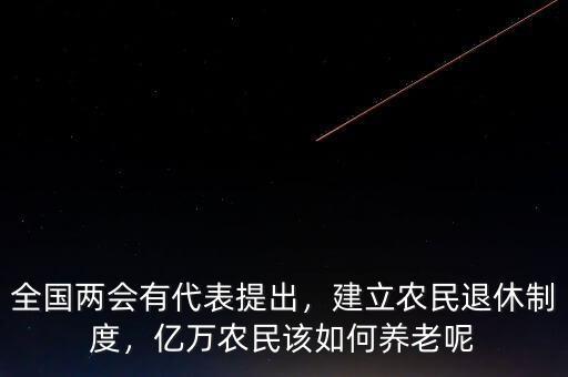 全國兩會有代表提出，建立農民退休制度，億萬農民該如何養老呢