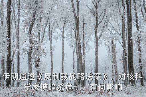 伊朗通過《反制裁戰略法案》，對核科學家被暗殺危機，有何影響