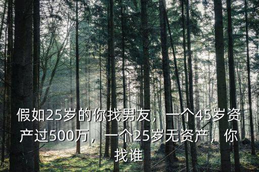 假如25歲的你找男友，一個45歲資產(chǎn)過500萬，一個25歲無資產(chǎn)，你找誰