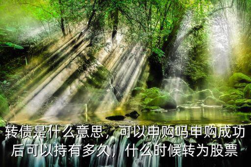 轉(zhuǎn)債是什么意思，可以申購嗎申購成功后可以持有多久，什么時候轉(zhuǎn)為股票