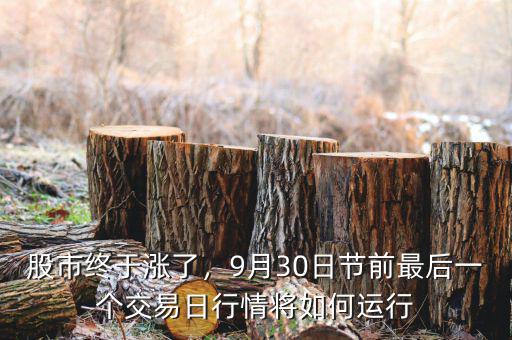 股市終于漲了，9月30日節前最后一個交易日行情將如何運行