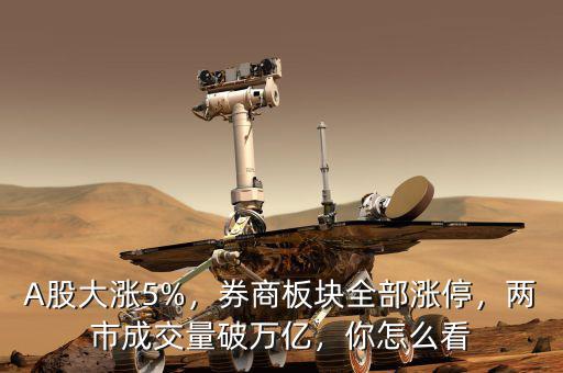A股大漲5%，券商板塊全部漲停，兩市成交量破萬億，你怎么看