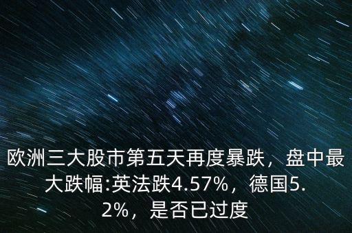 歐洲三大股市第五天再度暴跌，盤(pán)中最大跌幅:英法跌4.57%，德國(guó)5.2%，是否已過(guò)度