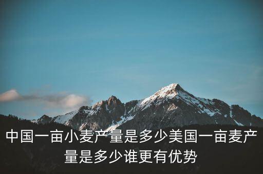 中國一畝小麥產量是多少美國一畝麥產量是多少誰更有優勢